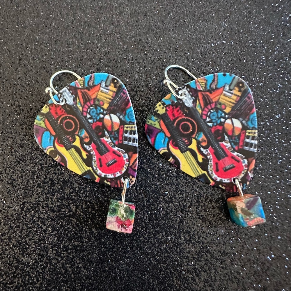 Colorful Guitar Pick Earrings